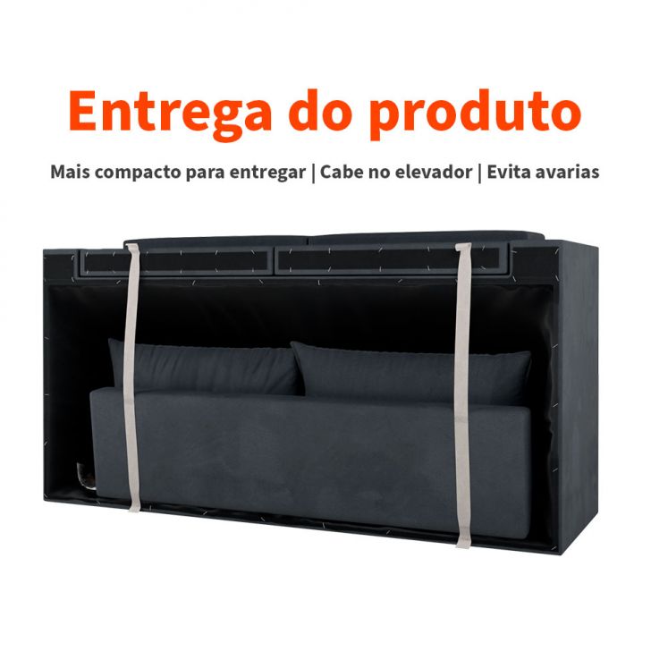 Sofá 3 Lugares Retrátil Lubeck Suede Grafite 180 cm