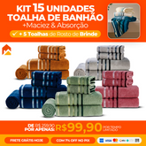 Kit com 15 Toalhas Banhão de Alta Maciez e Absorção + 5 Toalhas de Rosto de Brinde